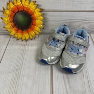 Kids Toddler Saucony Silver Blue Pink Hook Loop Running Shoes Size 7.5M